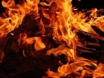 The resulting fire quickly spread and three holy scriptures were engulfed in flames. (HT Photo)