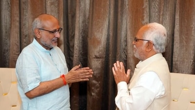 Newly elected Vice President CP Radhakrishnan meets the INDIA bloc’s Vice-Presidential candidate, B Sudershan Reddy (Maharashtra Information Department) Newly elected Vice President CP Radhakrishnan meets the INDIA bloc’s Vice-Presidential candidate, B Sudershan Reddy (Maharashtra Information Department)