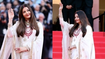 Aishwarya Rai flaunts sindoor, draped in ivory for first Cannes 2025 appearance Aishwarya Rai flaunts sindoor, draped in ivory for first Cannes 2025 appearance
