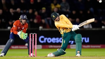 South Africa's Donovan Ferreira bats during the first International T20 Match (AP)