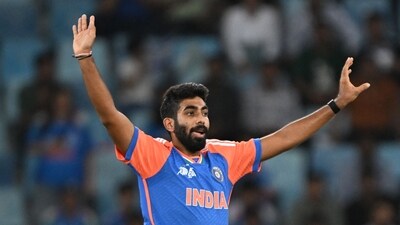 India's Jasprit Bumrah reacts during the Asia Cup 2025 match vs United Arab Emirates. (AFP) India's Jasprit Bumrah reacts during the Asia Cup 2025 match vs United Arab Emirates. (AFP)