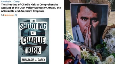 A book titled 'The Shooting of Charlie Kirk' has raised questions. (X and AFP) A book titled 'The Shooting of Charlie Kirk' has raised questions. (X and AFP)