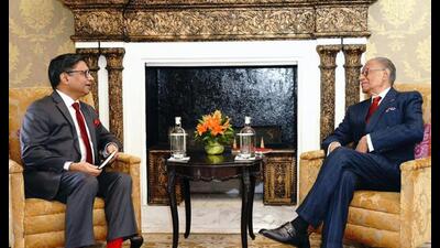 Mauritius Prime Minister Navin Ramgoolamin in a meeting with foreign secretary Vikram Misri, in Varanasi on Thursday. (ANI Photo) Mauritius Prime Minister Navin Ramgoolamin in a meeting with foreign secretary Vikram Misri, in Varanasi on Thursday. (ANI Photo)