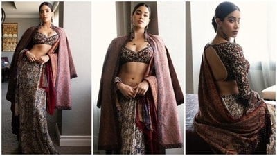Styled by Rhea Kapoor, Janhvi Kapoor also wore an exquisite Abu Jani-Sandeep Khosla ensemble featuring a hand-embroidered saree, blouse, and jacket. The outfit showcased exceptional Indian craftsmanship and attention to detail. 