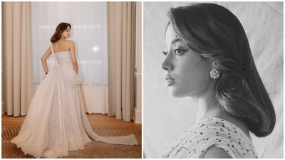 Janhvi Kapoor's look was completed with minimal jewelry, a natural makeup palette, and soft waves, allowing the outfit’s artistry to shine. 
