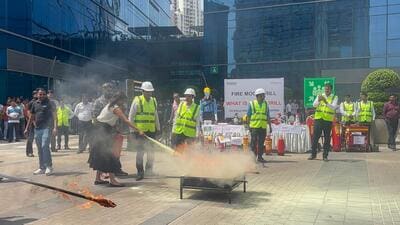 The mock drill began at 11.30am and up to 12.00pm, said officials. (HT Photo)