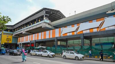 The skywalk missed multiple deadlines in the past because its design was changed after the work started, said officials. (Sunil Ghosh/HT Photo) The skywalk missed multiple deadlines in the past because its design was changed after the work started, said officials. (Sunil Ghosh/HT Photo)