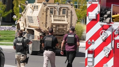 According to local officials, the shot originated from within the campus, possibly from a rooftop, and the gunman was dressed in dark clothing. The university initially reported the shooter remained at large, but hours later FBI Director Kash Patel announced a suspect had been taken into custody. (Getty Images via AFP) According to local officials, the shot originated from within the campus, possibly from a rooftop, and the gunman was dressed in dark clothing. The university initially reported the shooter remained at large, but hours later FBI Director Kash Patel announced a suspect had been taken into custody. (Getty Images via AFP)