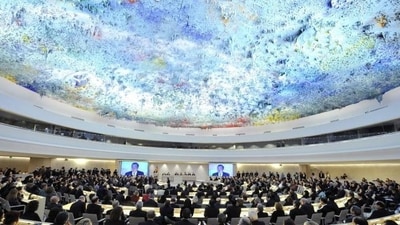 Kshitij Tyagi, counsellor in the Permanent Mission of India, issued a response to the Swiss delegate's remarks at the UN (HT_PRINT) Kshitij Tyagi, counsellor in the Permanent Mission of India, issued a response to the Swiss delegate's remarks at the UN (HT_PRINT)