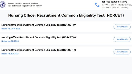 AIIMS NORCET 9 Admit Card 2025 Live Updates: How to download admit cards when out AIIMS NORCET 9 Admit Card 2025 Live Updates: How to download admit cards when out