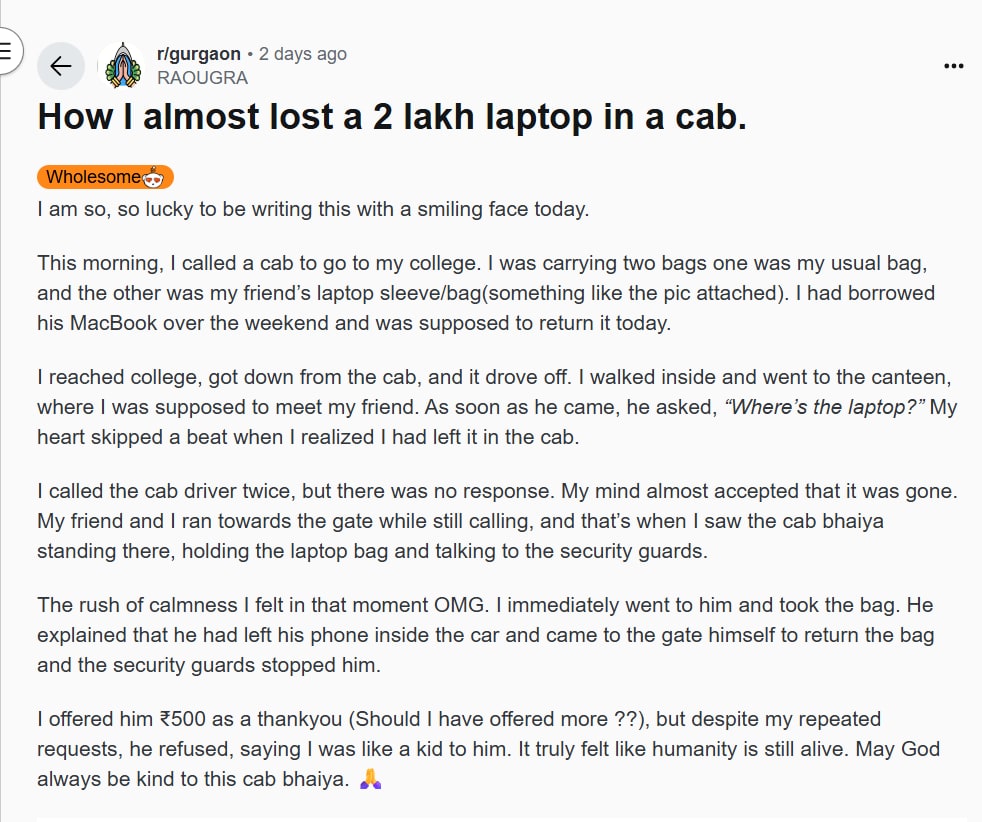 Screengrab of the Reddit post. (@RAOUGRA/Reddit) Screengrab of the Reddit post. (@RAOUGRA/Reddit)