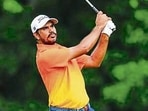 Gaganjeet Bhullar in action on Day 2 of the IGPL Invitational in Chandigarh. (HT Photo) Gaganjeet Bhullar in action on Day 2 of the IGPL Invitational in Chandigarh. (HT Photo)