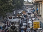 Mumbai, India - May 07, 2021: Traffic jam on Jogeshwari Vikhroli Link Road (JVLR) near IIT Powai in Mumbai, India, on Friday, May 07, 2021. (Photo by Pratik Chorge/Hindustan Times) (Pratik Chorge/HT PHOTO)