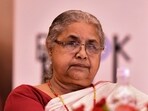 Nepal Prime Minister Sushila Karki looks on during the launch of her autobiography "Nyaya" at a ceremony in Kathmandu, Nepal. 