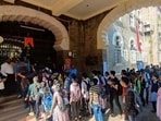 Pune, India - Feb. 21, 2023: Students out side exam center during Maharashtra State Board of Higher Secondary Exam started at SP College in Pune, India, on Tuesday, February 21, 2023. (Photo by Rahul Raut/HT PHOTO) Pune, India - Feb. 21, 2023: Students out side exam center during Maharashtra State Board of Higher Secondary Exam started at SP College in Pune, India, on Tuesday, February 21, 2023. (Photo by Rahul Raut/HT PHOTO)