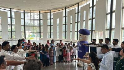 A cleanliness pledge was taken by children and residents. (HT Photo) A cleanliness pledge was taken by children and residents. (HT Photo)