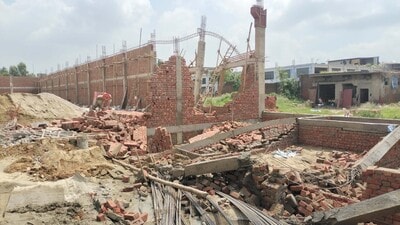 An illegal colony on Lohara Road that was demolished on Friday. (HT Photo)