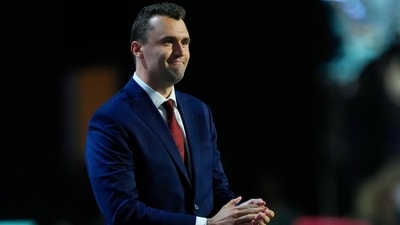 Charlie Kirk was wearing a white tee-shirt with 'freedom' written across the chest when he was fatally shot at the Utah Valley University event. (AP) Charlie Kirk was wearing a white tee-shirt with 'freedom' written across the chest when he was fatally shot at the Utah Valley University event. (AP)
