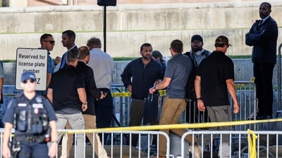FBI Director Kash Patel, center, arrives at the scene of the shooting death of Charlie Kirk at Utah Valley University in Orem, Utah, on Thursday, Sept. 11, 2025. (Rio Giancarlo/The Deseret News via AP) (AP) FBI Director Kash Patel, center, arrives at the scene of the shooting death of Charlie Kirk at Utah Valley University in Orem, Utah, on Thursday, Sept. 11, 2025. (Rio Giancarlo/The Deseret News via AP) (AP)