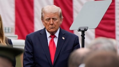 Kirk was a "giant of his generation," and a "champion of liberty," Trump said at the beginning of his remarks during a 9/11 ceremony at the Pentagon. (AP) Kirk was a "giant of his generation," and a "champion of liberty," Trump said at the beginning of his remarks during a 9/11 ceremony at the Pentagon. (AP)