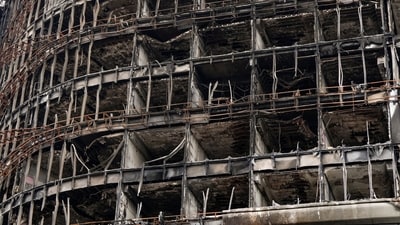 A view of the charred Hilton Hotel after it was vandalised during the anti-government protests, in Kathmandu, Nepal, Friday, Sept. 12, 2025. (PTI) A view of the charred Hilton Hotel after it was vandalised during the anti-government protests, in Kathmandu, Nepal, Friday, Sept. 12, 2025. (PTI)