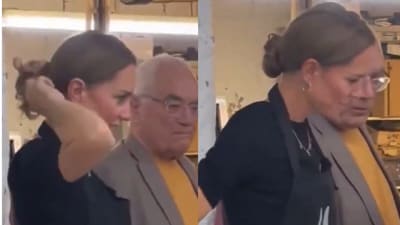 Kate Middleton pulled off a flawless no-hair-tie twist, and the internet loved it. (@RoyallyBelle_/X) Kate Middleton pulled off a flawless no-hair-tie twist, and the internet loved it. (@RoyallyBelle_/X)