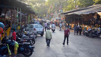 Pune, India - March 3, 2021: Bikes seen parked outside of Food stalls at Sarasbag in Pune, India, on Wednesday, March 3, 2021. (HT PHOTO) Pune, India - March 3, 2021: Bikes seen parked outside of Food stalls at Sarasbag in Pune, India, on Wednesday, March 3, 2021. (HT PHOTO)