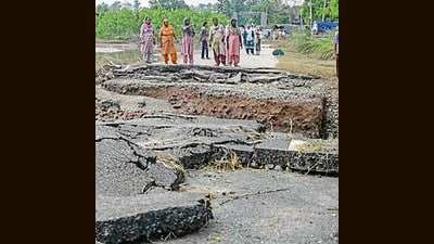 Several hundred kilometres of road have been damaged by the floods in Punjab. (AFP) Several hundred kilometres of road have been damaged by the floods in Punjab. (AFP)