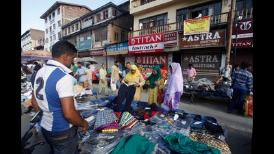 Shopping at Lal Chowk in Srinagar (Abid Bhat/ Hindustan Times) Shopping at Lal Chowk in Srinagar (Abid Bhat/ Hindustan Times)