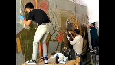 The 60-ft mural, once hidden in a conference room, will now greet every visitor in the WHO building lobby, reviving Delhi’s modernist public art legacy. (Source: INTACH newsletter)