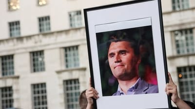 Hunter Kozak said that he knew he wanted to ask Charlie Kirk a question and had reached the event half an hour before it started. (REUTERS)