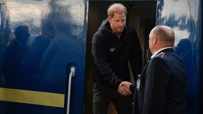 Prince Harry was due to meet Ukrainian Prime Minister Yulia Svyrydenko and around 200 Ukrainian veterans. (AP)