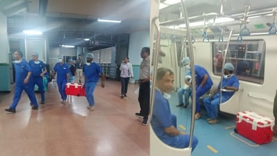 The heart boarded the train at 11.01 pm and reached its destination at 11.21 pm, covering seven stations in just 20 minutes. (BMRCL)