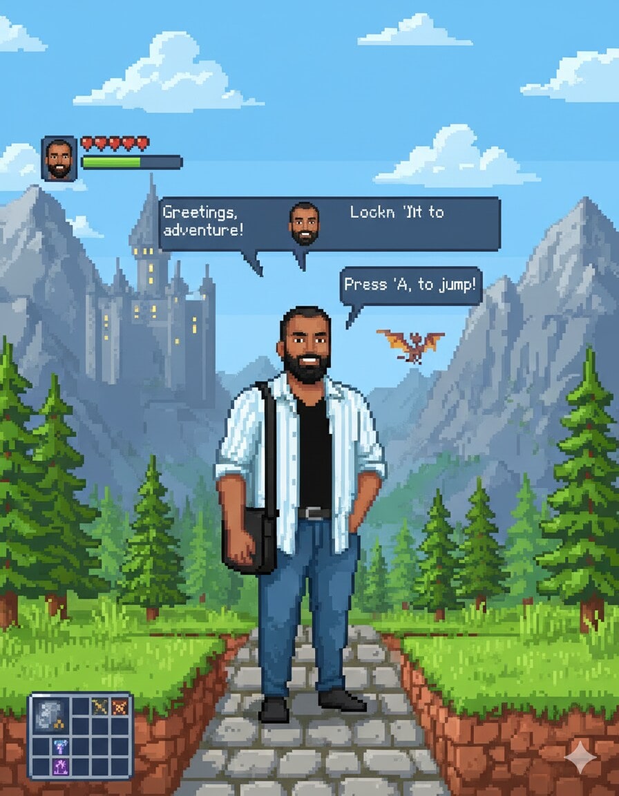 In retro-style Skyrim. (Gemini) In retro-style Skyrim. (Gemini)