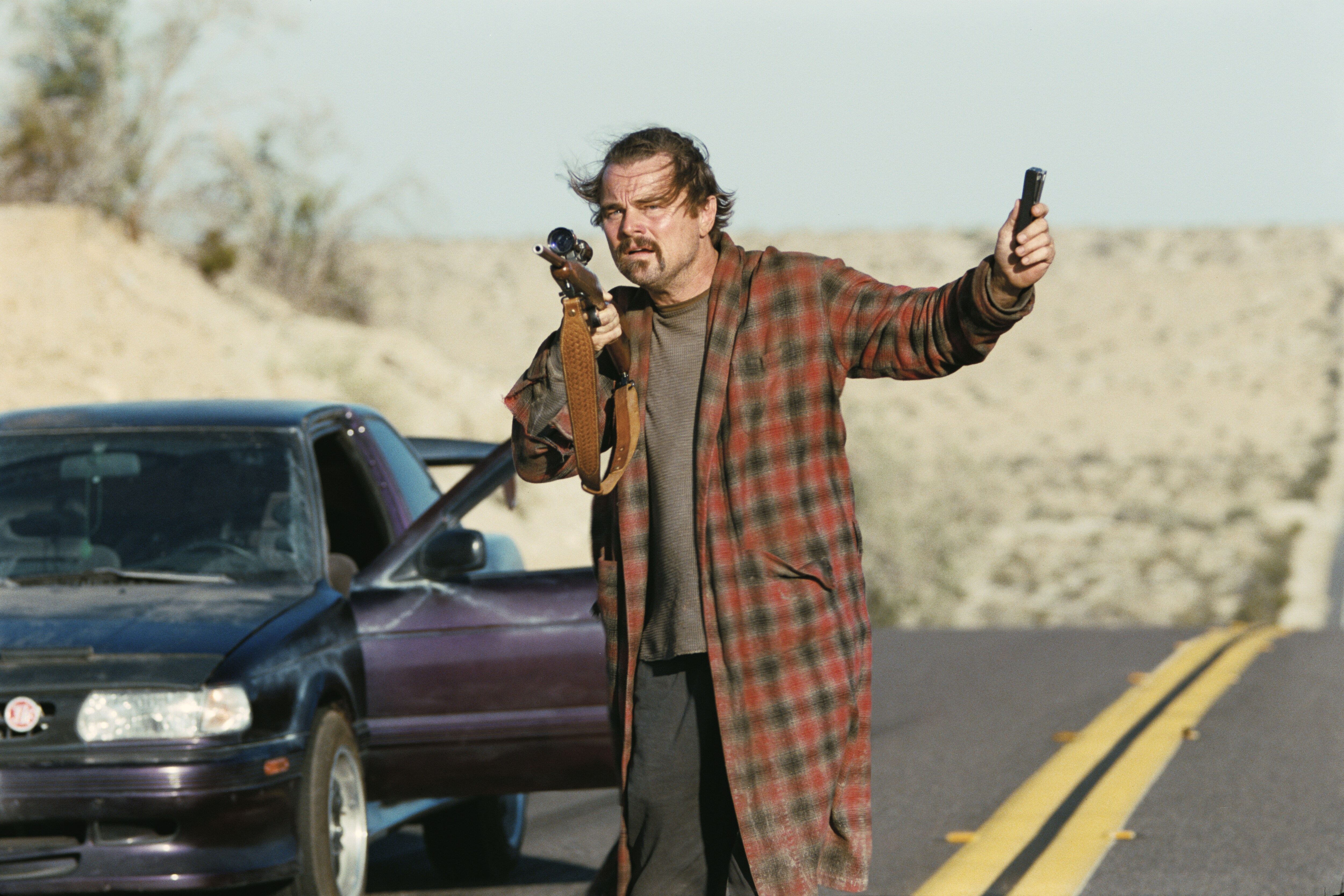 Leonardo DiCaprio in a still from One Battle After Another.