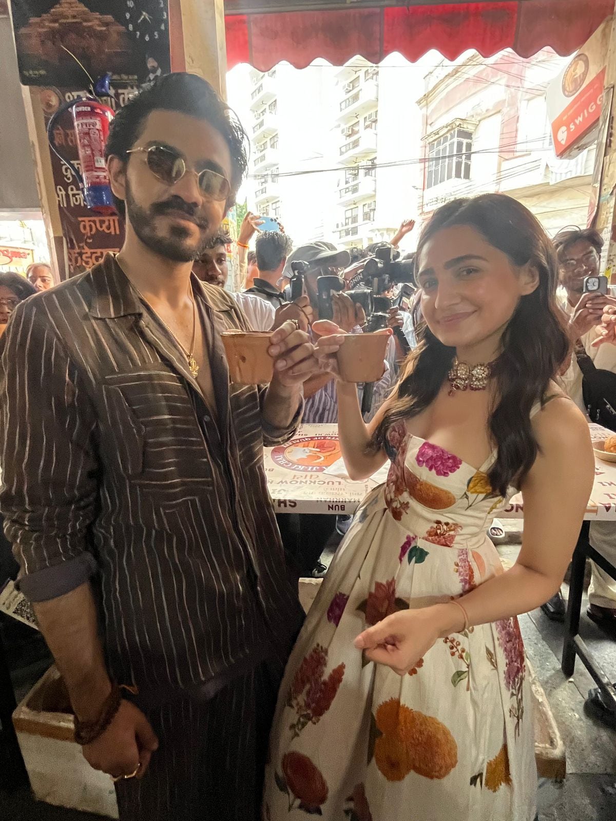 Aaishvary Thackeray and Vedika Pinto savouring Sharmaji Ki Chai in Lucknow Aaishvary Thackeray and Vedika Pinto savouring Sharmaji Ki Chai in Lucknow