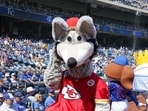 he Kansas City Chiefs mascot KC Wolf poses for a photo 