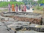 Several hundred kilometres of road have been damaged by the floods in Punjab. (AFP) Several hundred kilometres of road have been damaged by the floods in Punjab. (AFP)