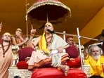 Shankaracharya of Jyotirmath Swami Avimukteshwaranand Saraswati in Patna on Friday. Shankaracharya of Jyotirmath Swami Avimukteshwaranand Saraswati in Patna on Friday.