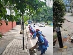 Photos of the operation, which focused on clearing and repairing pedestrian walkways, were shared on X. Photos of the operation, which focused on clearing and repairing pedestrian walkways, were shared on X.