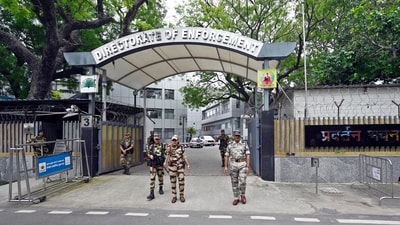 Security personnel stand guard outside the Enforcement Directorate office in New Delhi. (HT File) Security personnel stand guard outside the Enforcement Directorate office in New Delhi. (HT File)