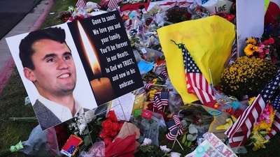 A memorial for Turning Point USA CEO and co-founder Charlie Kirk is seen at Utah Valley University, Saturday, Sept. 13, 2025, in Orem, Utah. (AP Photo/Lindsey Wasson) (AP) A memorial for Turning Point USA CEO and co-founder Charlie Kirk is seen at Utah Valley University, Saturday, Sept. 13, 2025, in Orem, Utah. (AP Photo/Lindsey Wasson) (AP)
