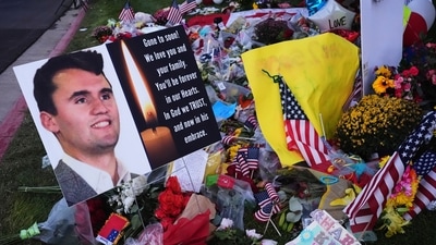 A memorial for Turning Point USA CEO and co-founder Charlie Kirk is seen at Utah Valley University, Saturday, Sept. 13, 2025, in Orem, Utah. (AP) A memorial for Turning Point USA CEO and co-founder Charlie Kirk is seen at Utah Valley University, Saturday, Sept. 13, 2025, in Orem, Utah. (AP)