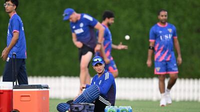 India's Abhishek Sharma (C) attends a practice session ahead of the game against Pakistan at the Asia Cup. (AFP) India's Abhishek Sharma (C) attends a practice session ahead of the game against Pakistan at the Asia Cup. (AFP)