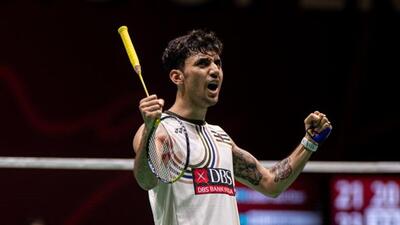 Lakshya Sen celebrates his win. (Badminton Photo) Lakshya Sen celebrates his win. (Badminton Photo)