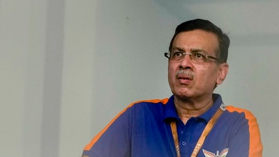 Sanjiv Goenka watches a LSG match from the stands. (PTI) Sanjiv Goenka watches a LSG match from the stands. (PTI)