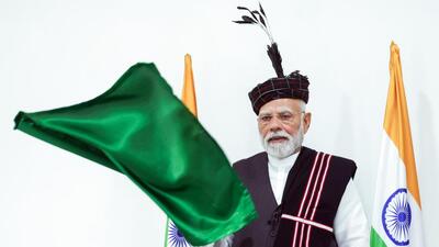 Prime Minister Narendra Modi virtually flagged off the Bairabi-Sairang New Rail line, in Aizawl on Saturday. (DPR PMO) Prime Minister Narendra Modi virtually flagged off the Bairabi-Sairang New Rail line, in Aizawl on Saturday. (DPR PMO)