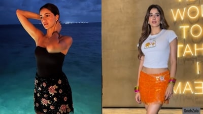 Ananya Panday and Janhvi Kapoor in sequin skirts Ananya Panday and Janhvi Kapoor in sequin skirts