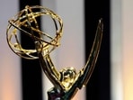 A view of the Emmy statue is seen during the 77th Primetime Emmys Press Preview at Peacock Theater. (Frazer Harrison/Getty Images/AFP (Photo by Frazer Harrison / GETTY IMAGES NORTH AMERICA / Getty Images via AFP))
