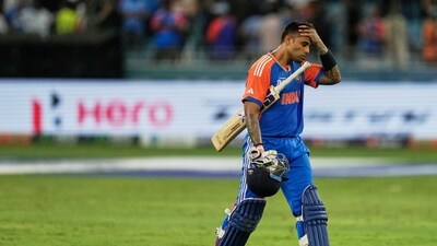 India's captain Suryakumar Yadav leaves the field after their win in the Asia Cup against Pakistan. (AP) India's captain Suryakumar Yadav leaves the field after their win in the Asia Cup against Pakistan. (AP)